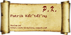 Patrik Kötöny névjegykártya